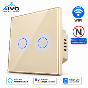 AIVO Smart Touch стаклен прекинувач – Wi-Fi, 2 канали